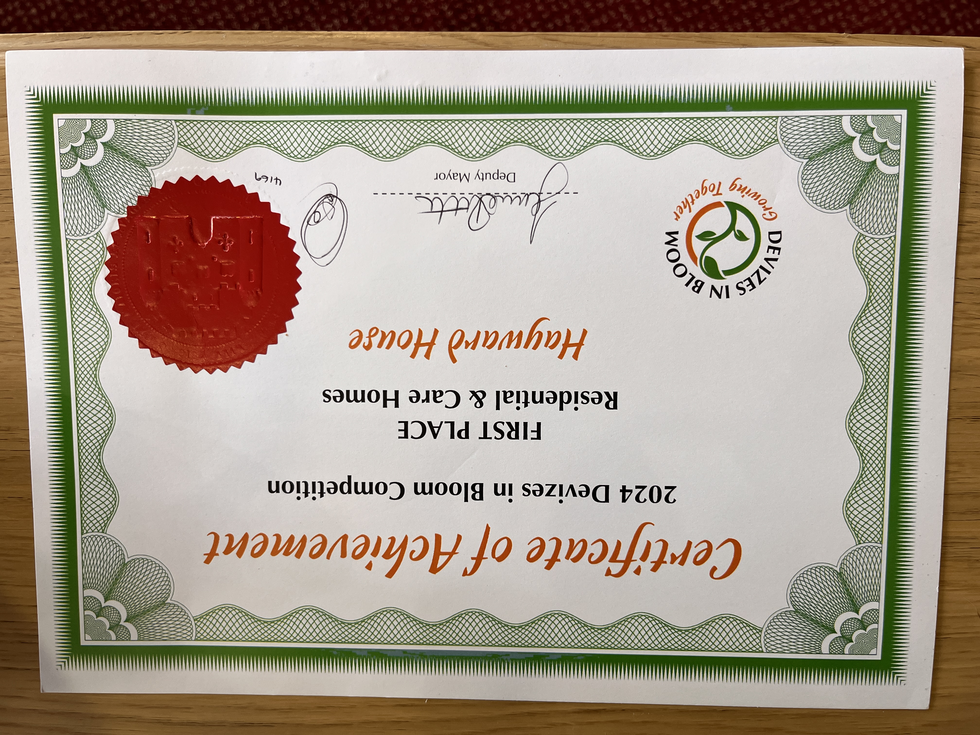 Winner's certificate