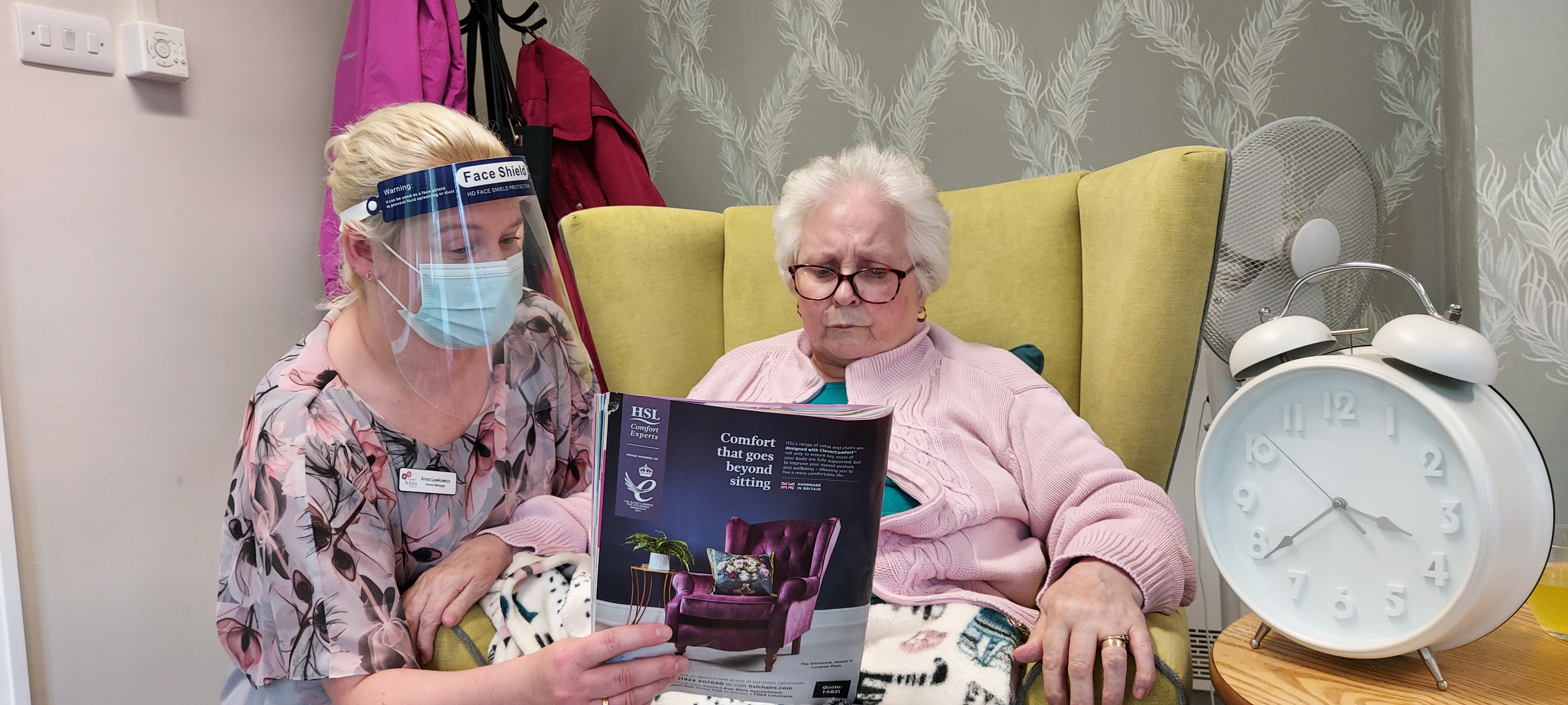 Home Manager Anna talking to Erica about dancing