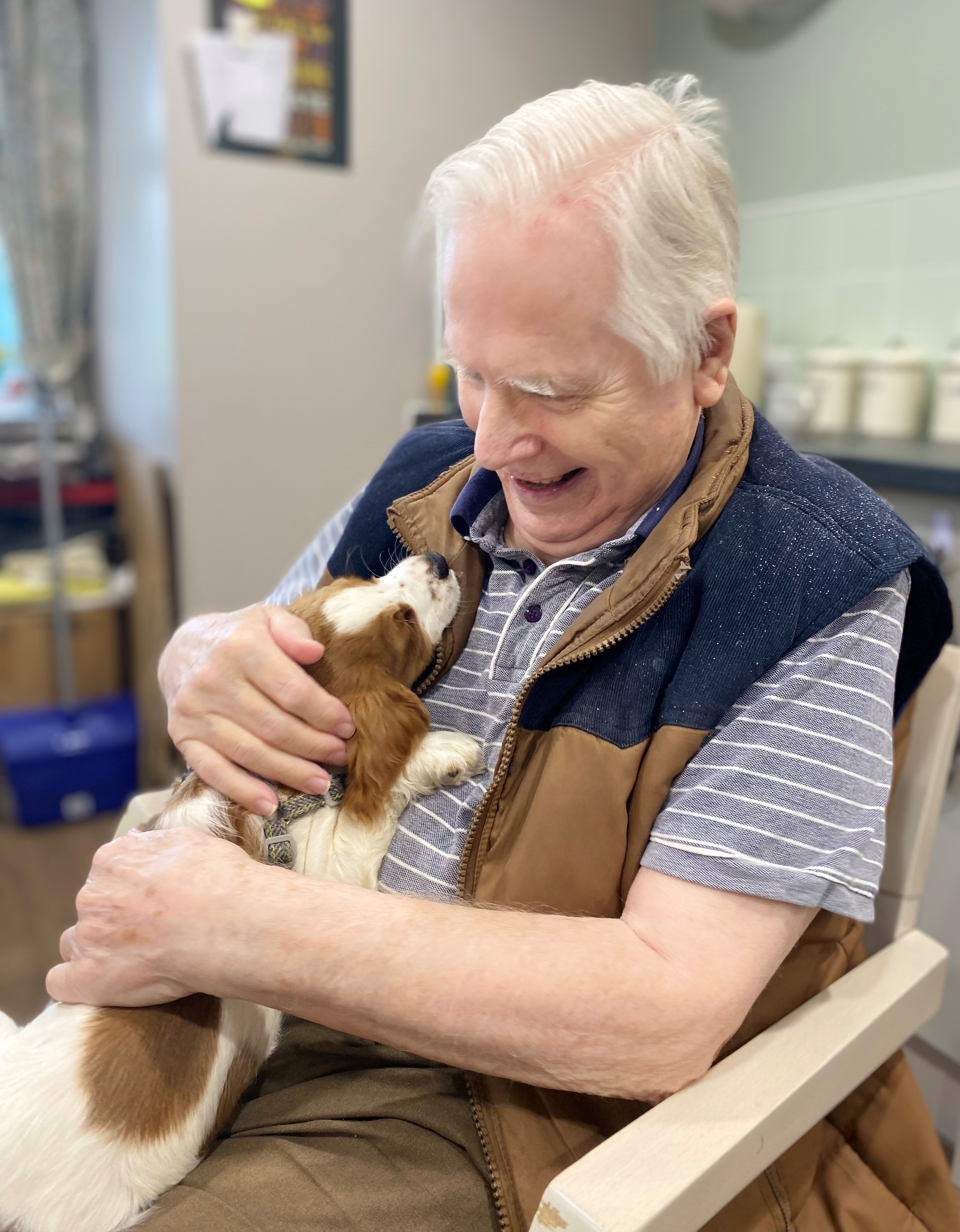 Watson with a resident