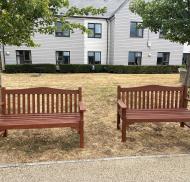 Newly restored benches in the garden