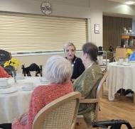 The Mayor of Melksham spending time with Brookside residents