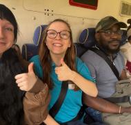 Goodson Lodge team members travelling by bus.