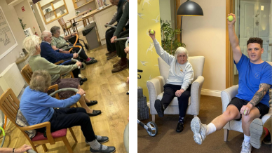 Edwardstow residents taking part in mobility exercises