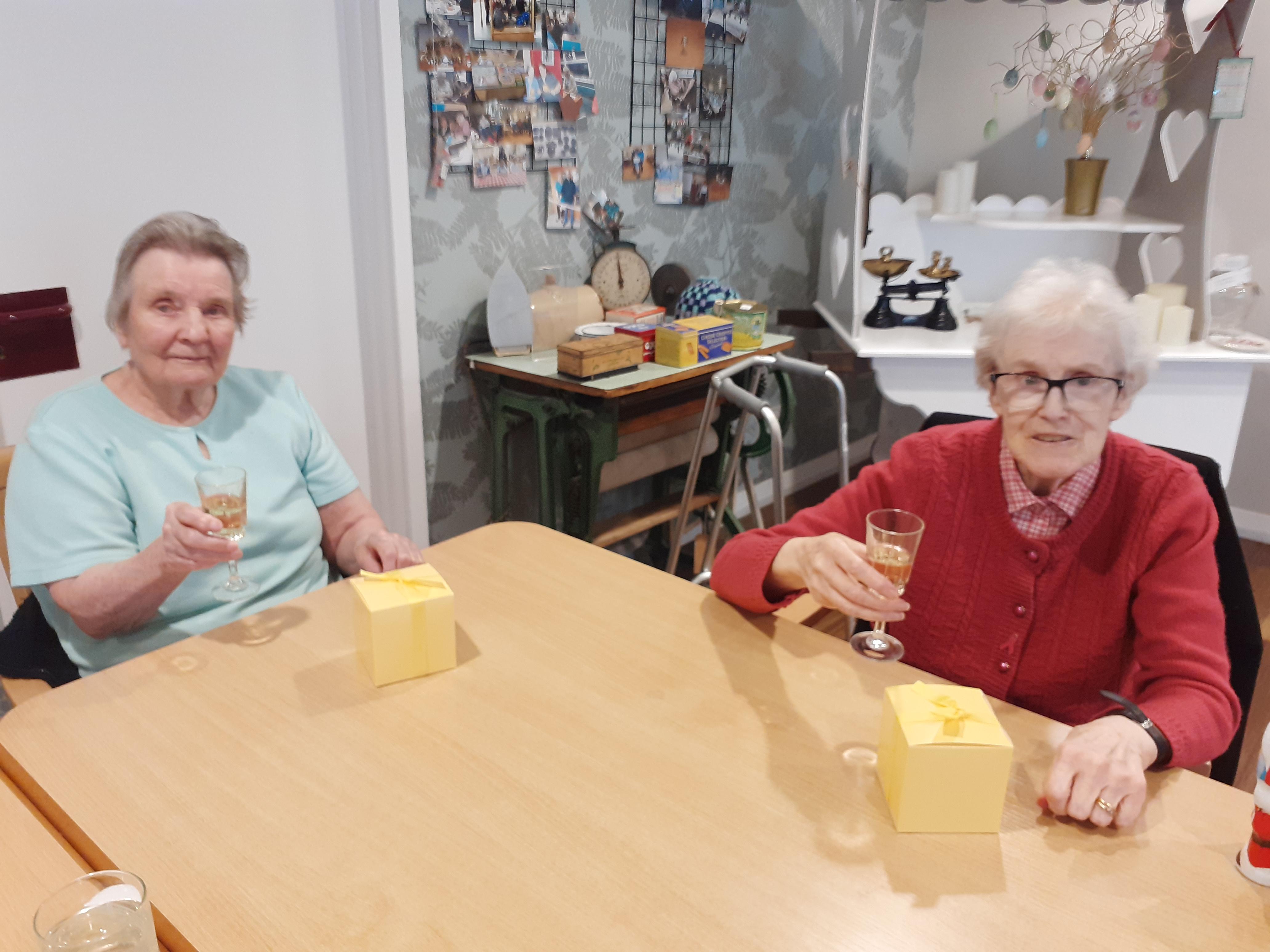 Residents with their easter eggs