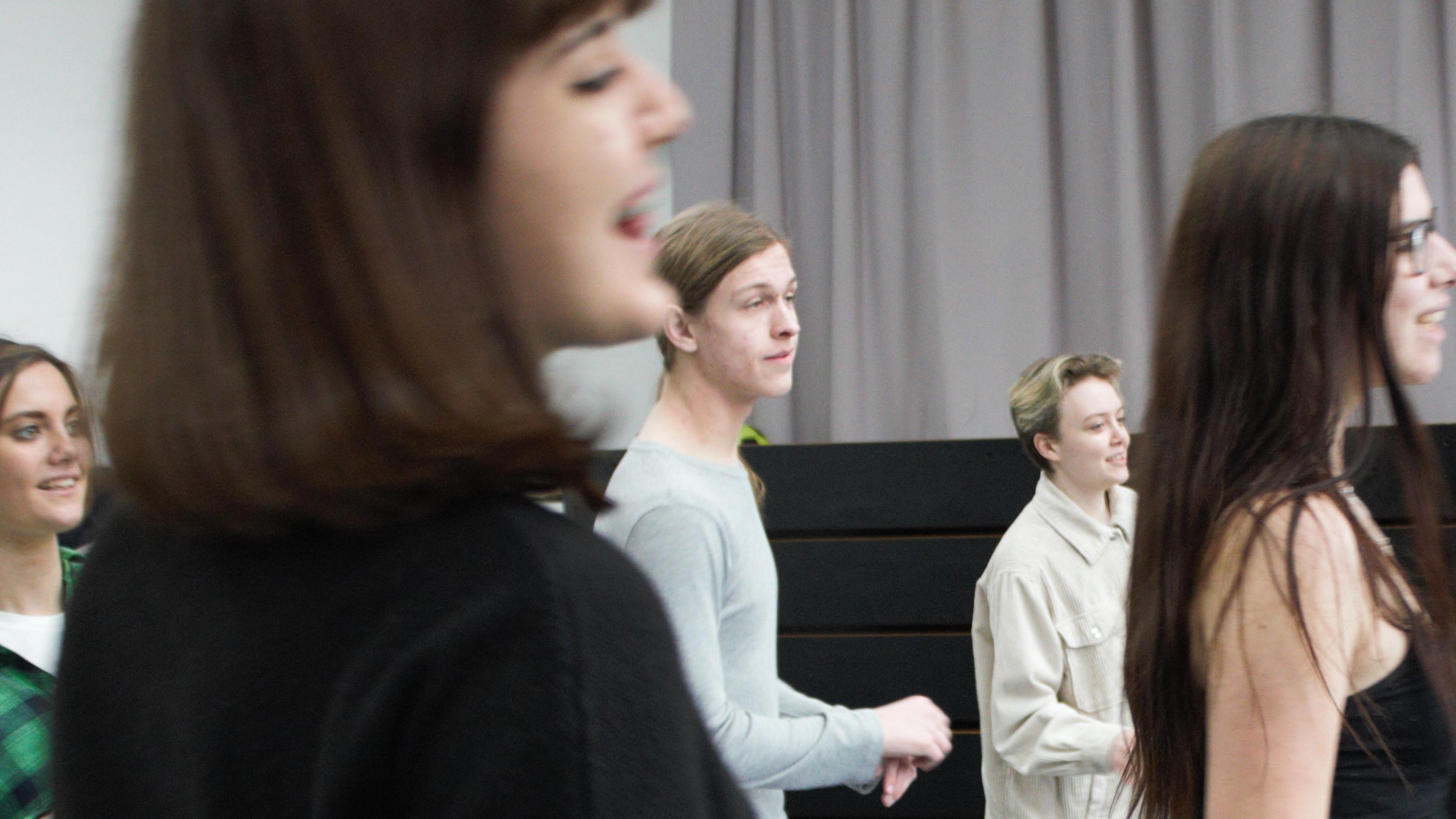 Wiltshire students rehearsing the play Winter Tales
