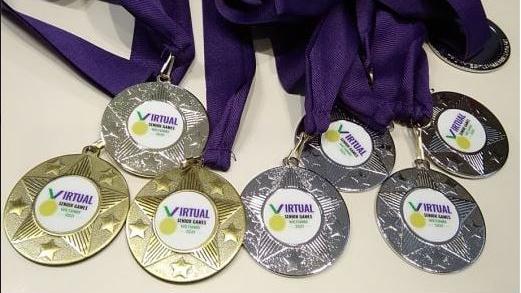 Gold and silver medals from the Virtual Senior Games
