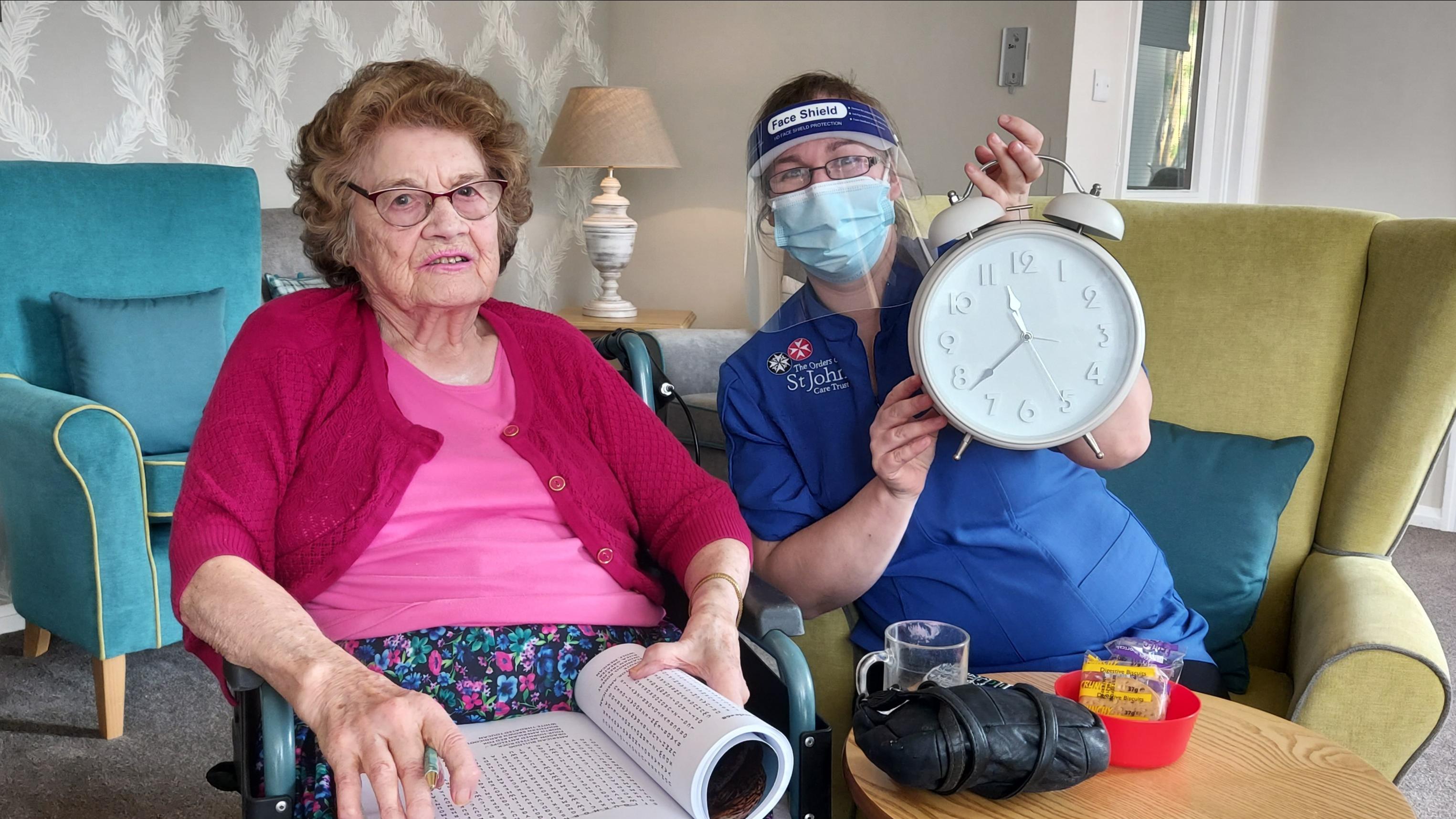 Carer Nikola spending time with Thelma