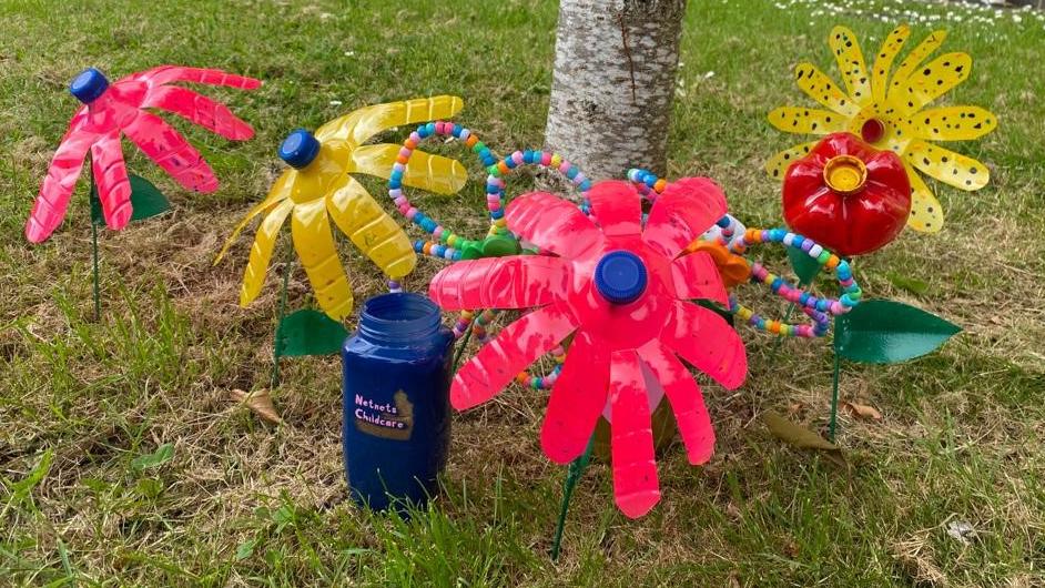 Flowers made out of plastic bottles