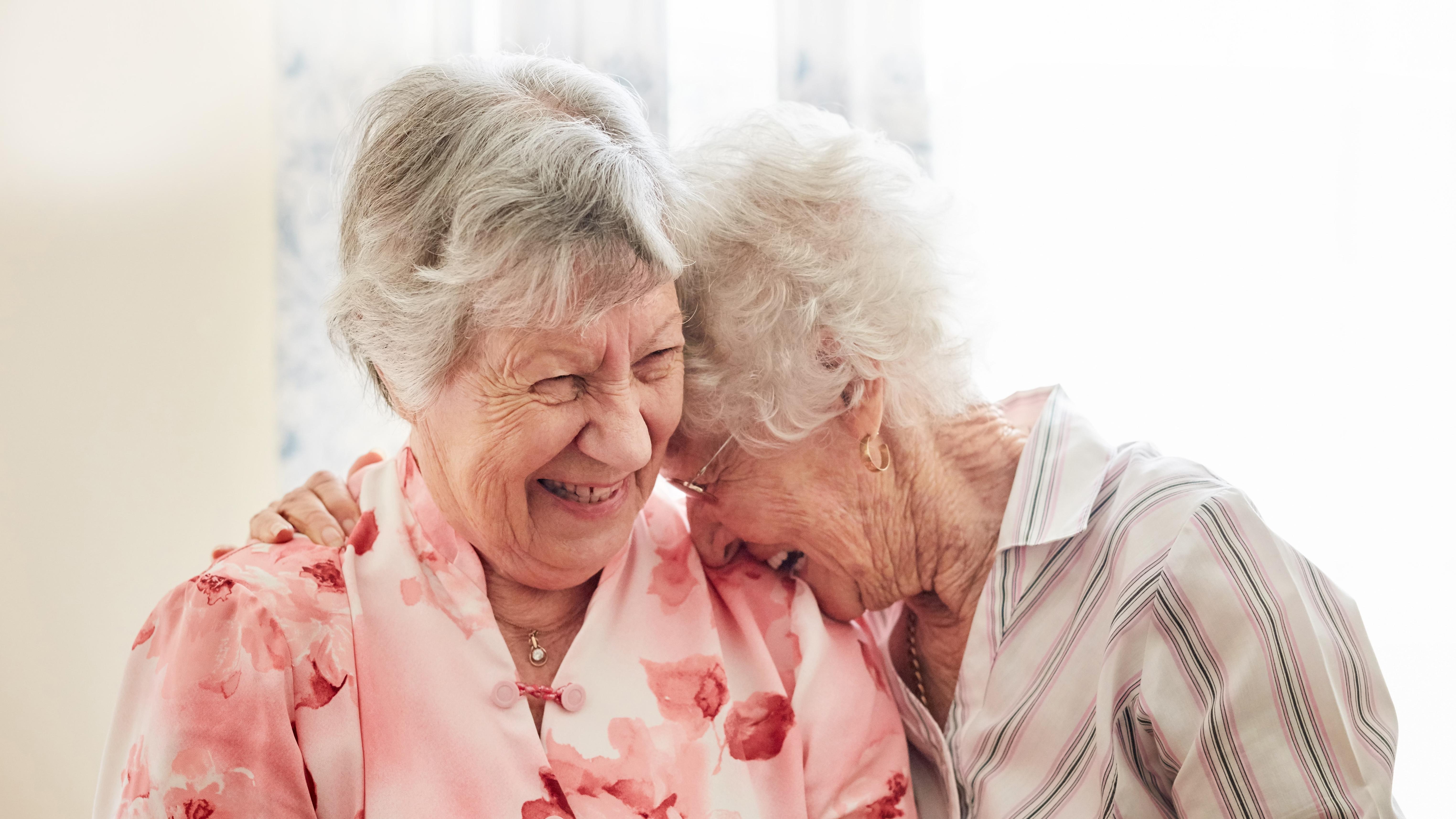 two friends laughing