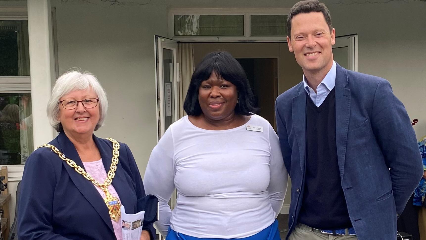 Mayor of Cheltenham, Home Manager Doreen Paisley andAlex Chalk, MP for Cheltenham  Holliday, 