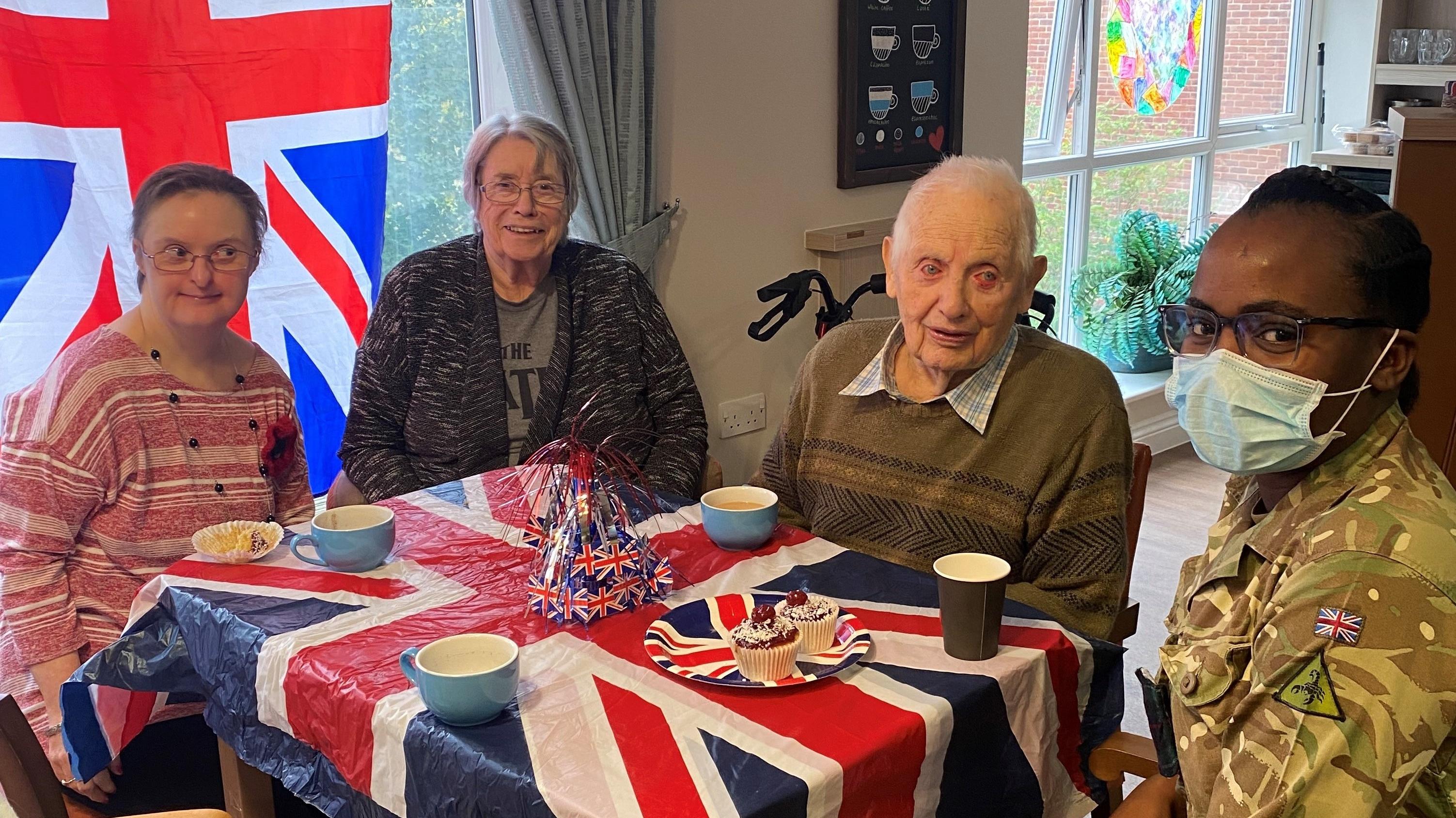residents with serving soldier from 19th Regiment RA