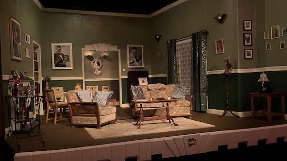 the stage at Arundel Playhouse set for Blithe Spirit