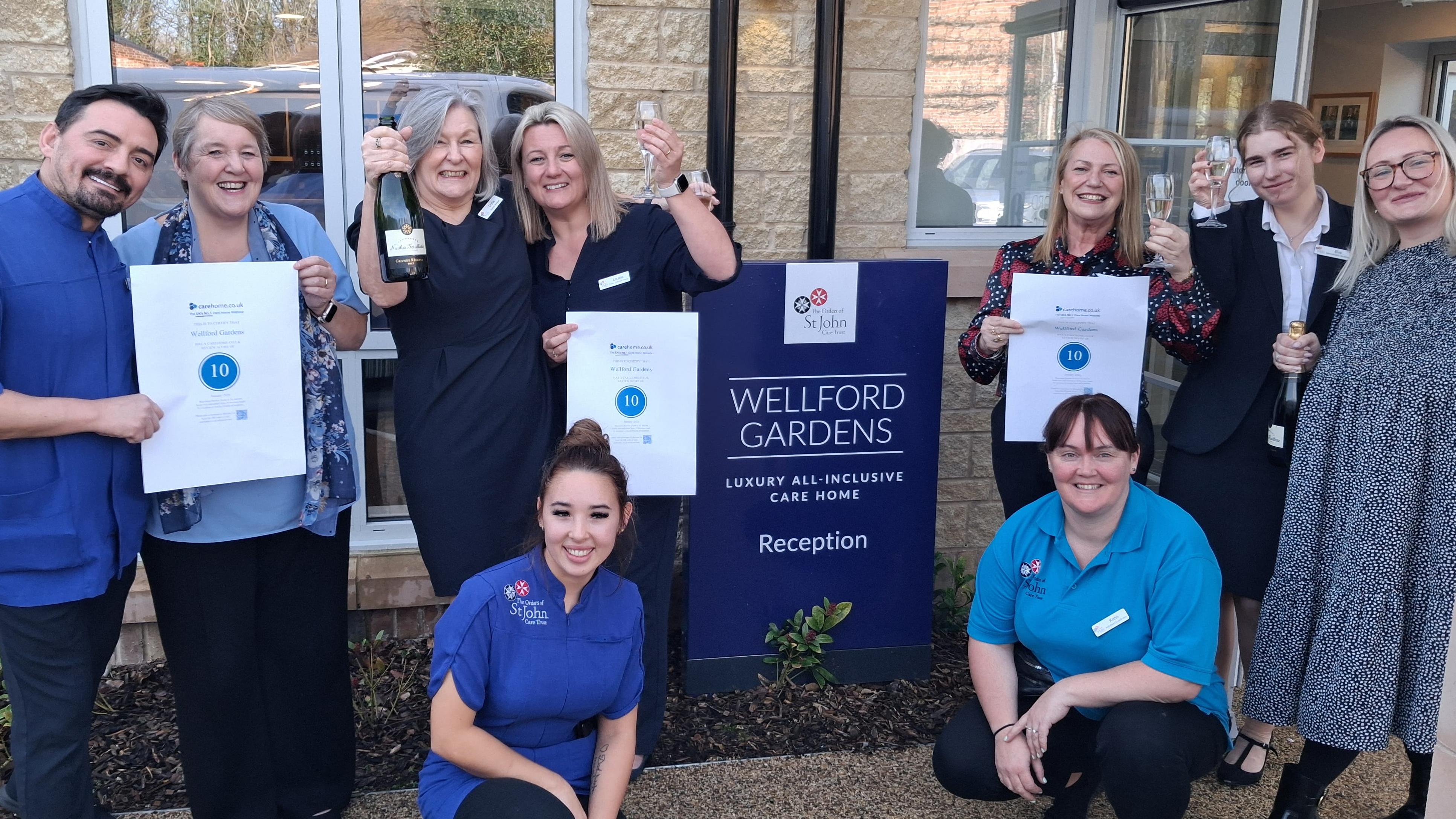 Wellford Gardens celebrates a perfect score on carehome.co.uk