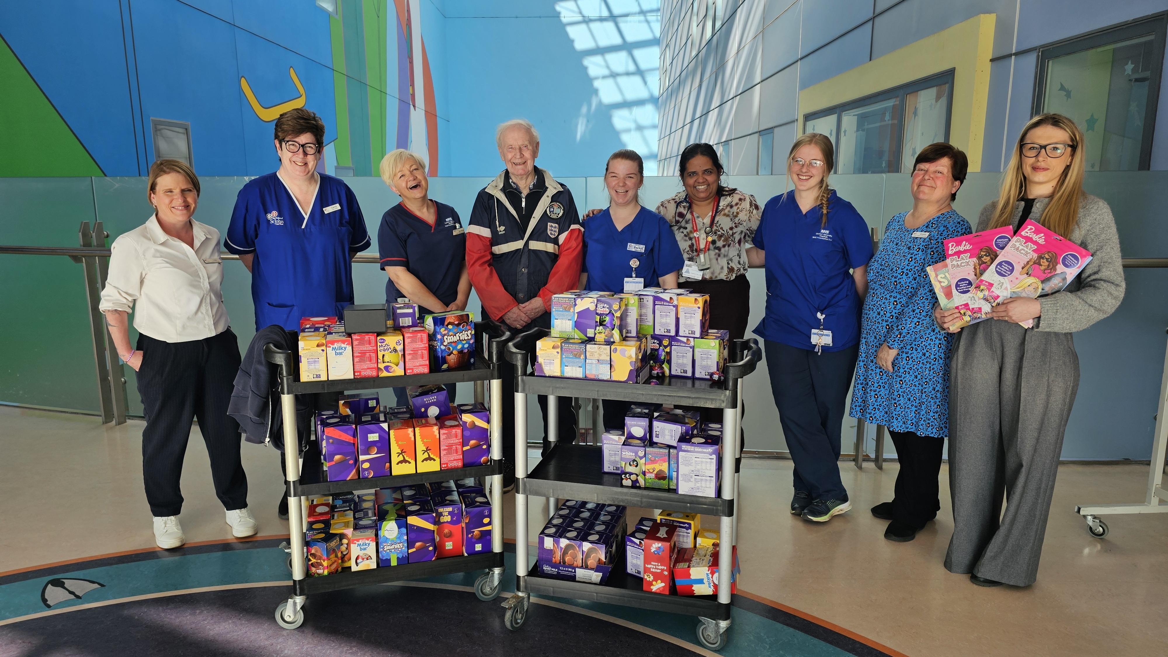 Spencer Court delivered Easter eggs and gifts to children at the John Radcliffe hospital