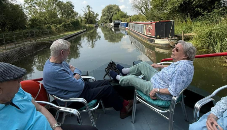 Residents enjoy a wonderful day on the waterways at Coombe End Court