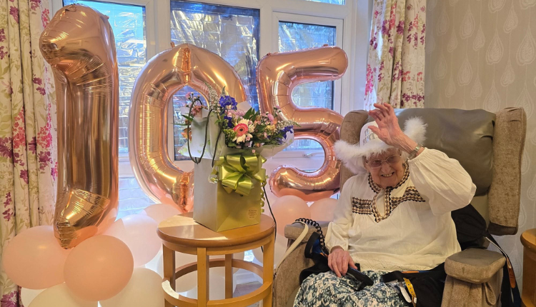 Double celebration at Watersmead as resident Gwen marks her 105th Birthday!