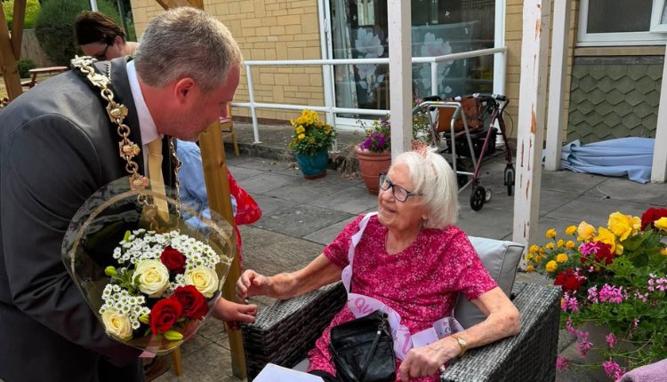 Councillor joins celebrations for resident's 100th birthday at OSJCT Marden Court