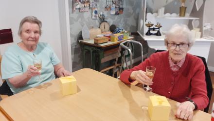 Residents with their easter eggs