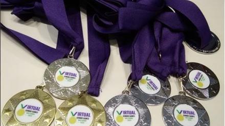 Gold and silver medals from the Virtual Senior Games