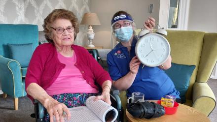 Carer Nikola spending time with Thelma