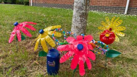 Flowers made out of plastic bottles