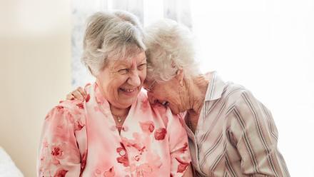 two friends laughing