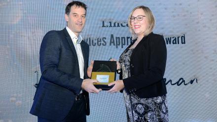 Rachel Kelman receives one of her apprenticeship awards