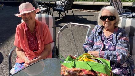 Avonbourne residents on the patio
