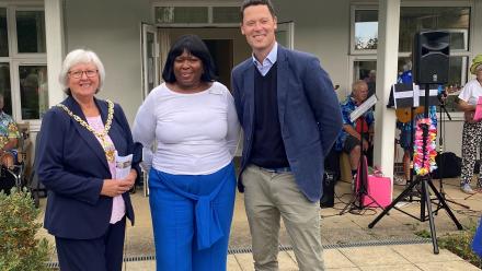 Mayor of Cheltenham, Home Manager Doreen Paisley andAlex Chalk, MP for Cheltenham  Holliday, 