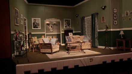 the stage at Arundel Playhouse set for Blithe Spirit