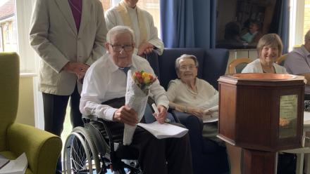 Ermine House care home organised a church confirmation for residents June and Gordon
