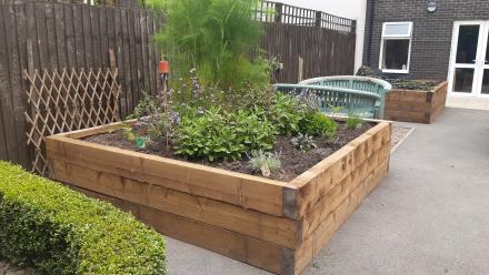 Raised flower beds at Hayward