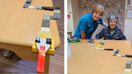 Boultham Park House residents build lego snake for International Lego Day and Chinese New Year