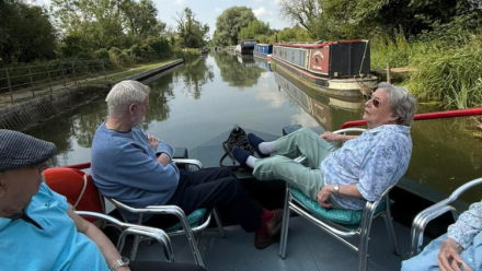 Residents enjoy a wonderful day on the waterways at Coombe End Court