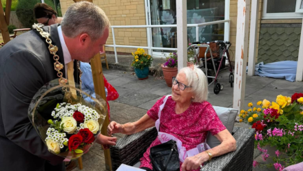 Councillor joins celebrations for resident's 100th birthday at OSJCT Marden Court