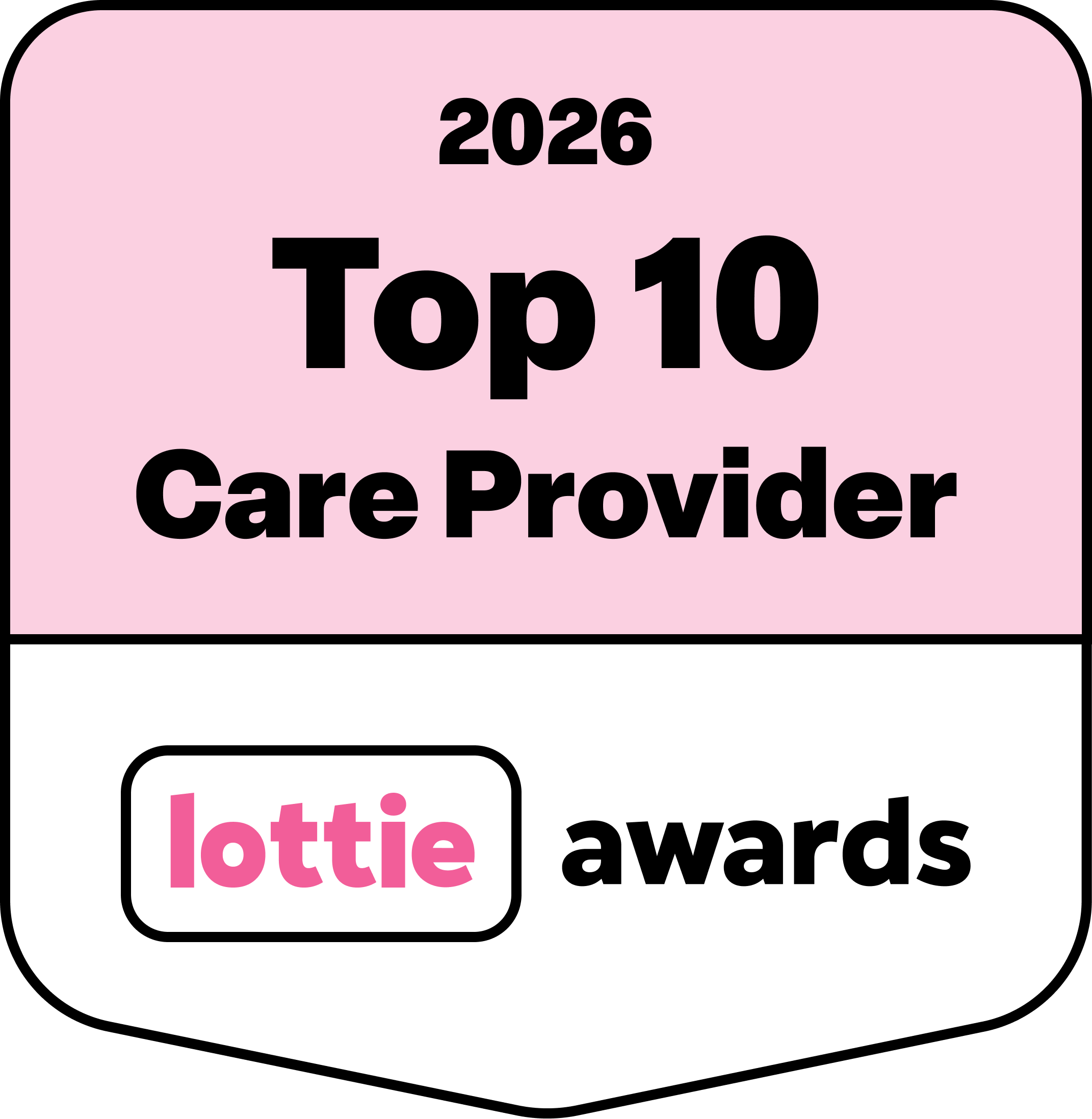 Lottie Awards 2026 Top 10 Care Provider Partner badge